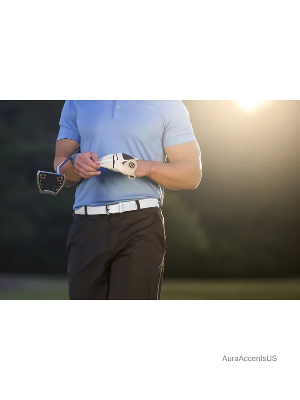 Stretch Belt for Men - No-Hole Adjustable Braided Nylon Elastic Belt for Golf